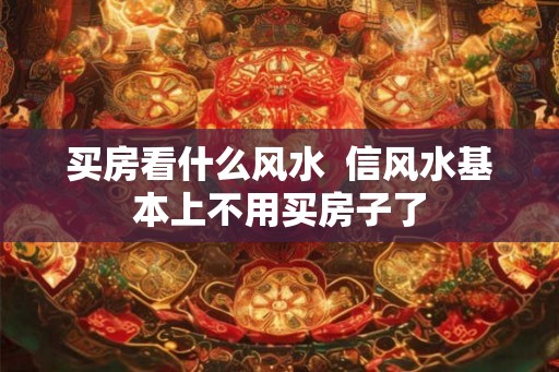买房看什么风水  信风水基本上不用买房子了