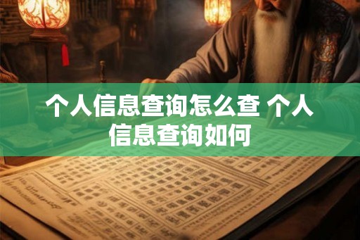 个人信息查询怎么查 个人信息查询如何