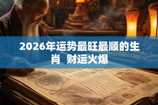 2026年运势最旺最顺的生肖  财运火爆
