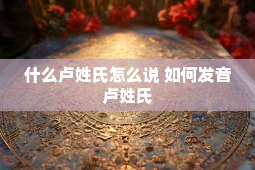 什么卢姓氏怎么说 如何发音卢姓氏