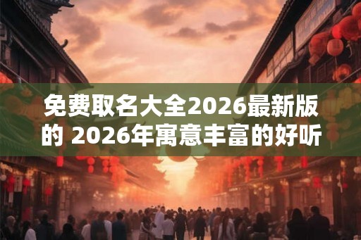 免费取名大全2026最新版的 2026年寓意丰富的好听名字