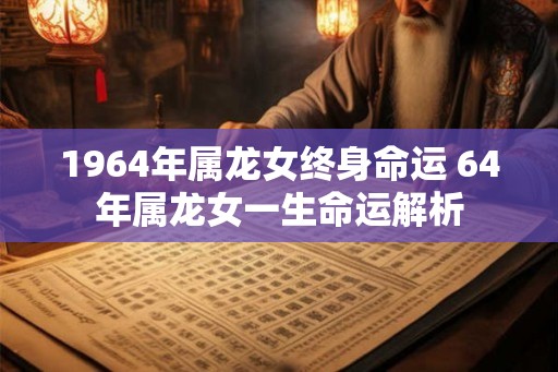 1964年属龙女终身命运 64年属龙女一生命运解析