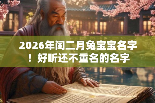 2026年闰二月兔宝宝名字！好听还不重名的名字