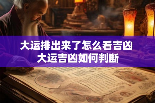 大运排出来了怎么看吉凶 大运吉凶如何判断