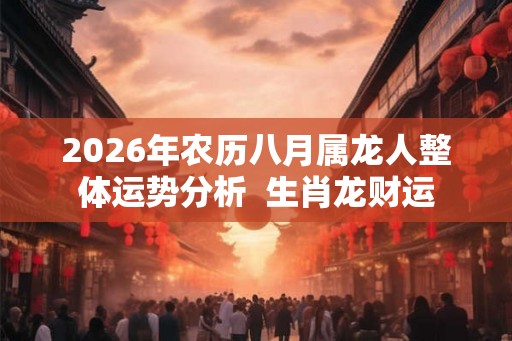 2026年农历八月属龙人整体运势分析  生肖龙财运