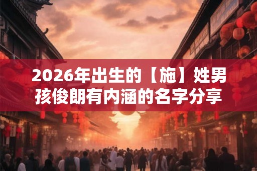 2026年出生的【施】姓男孩俊朗有内涵的名字分享