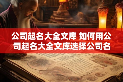 公司起名大全文库 如何用公司起名大全文库选择公司名称