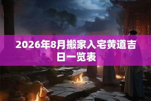 2026年8月搬家入宅黄道吉日一览表