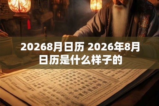 20268月日历 2026年8月日历是什么样子的