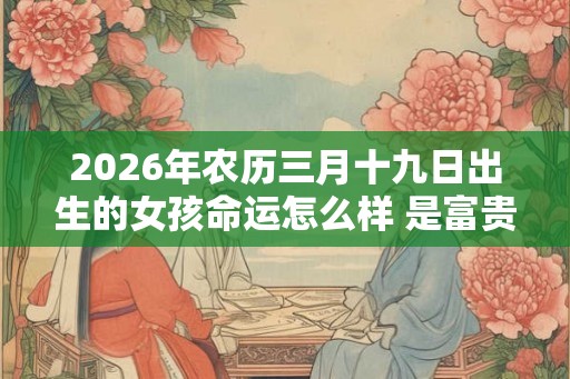 2026年农历三月十九日出生的女孩命运怎么样 是富贵命吗