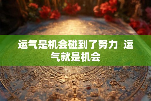 运气是机会碰到了努力  运气就是机会