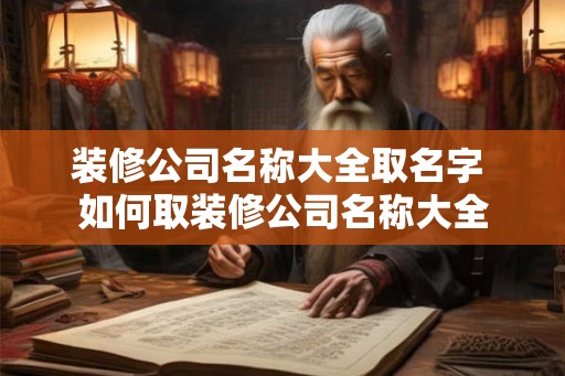 装修公司名称大全取名字 如何取装修公司名称大全 装修公司名称大全取名字 如何取装修公司名称大全