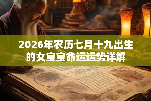 2026年农历七月十九出生的女宝宝命运运势详解
