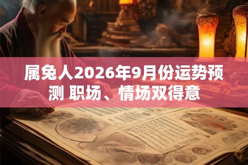 属兔人2026年9月份运势预测 职场、情场双得意