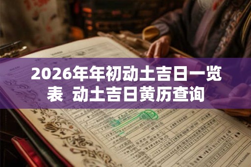 2026年年初动土吉日一览表  动土吉日黄历查询