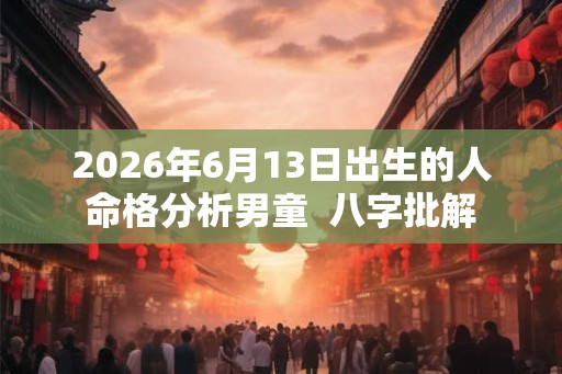 2026年6月13日出生的人命格分析男童  八字批解