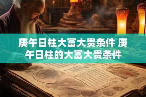 庚午日柱大富大贵条件 庚午日柱的大富大贵条件 庚午日柱大富大贵条件 庚午日柱的大富大贵条件
