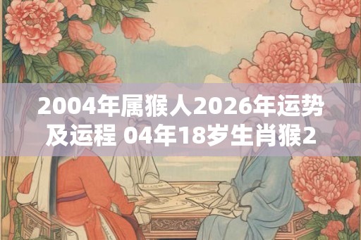 2004年属猴人2026年运势及运程 04年18岁生肖猴2026年运势