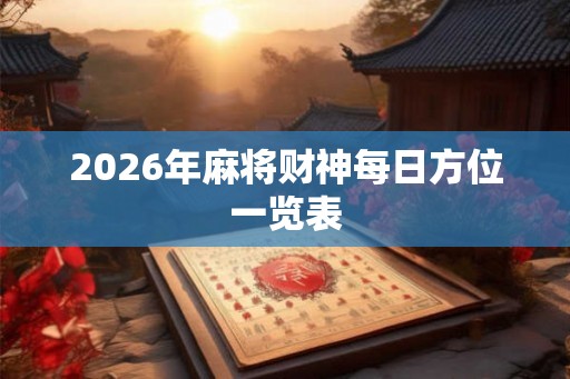 2026年麻将财神每日方位一览表