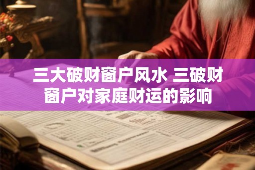 三大破财窗户风水 三破财窗户对家庭财运的影响