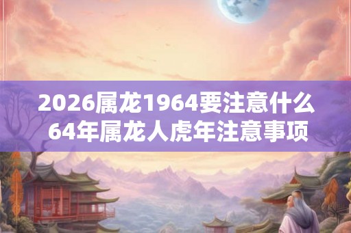 2026属龙1964要注意什么 64年属龙人虎年注意事项