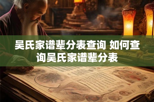 吴氏家谱辈分表查询 如何查询吴氏家谱辈分表