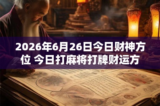 2026年6月26日今日财神方位 今日打麻将打牌财运方位