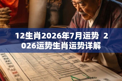 12生肖2026年7月运势  2026运势生肖运势详解