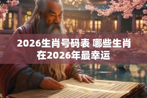 2026生肖号码表 哪些生肖在2026年最幸运