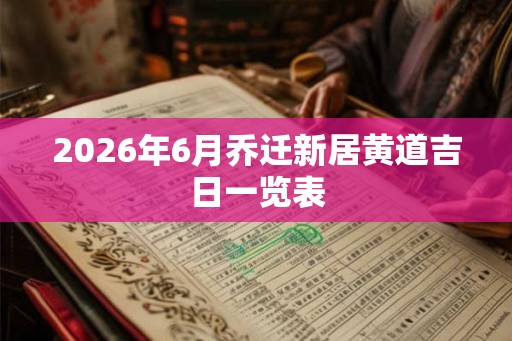 2026年6月乔迁新居黄道吉日一览表