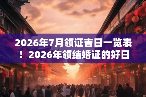 2026年7月领证吉日一览表！2026年领结婚证的好日子查询