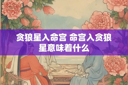 贪狼星入命宫 命宫入贪狼星意味着什么