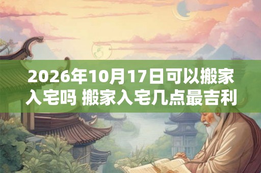 2026年10月17日可以搬家入宅吗 搬家入宅几点最吉利 2026年10月17日可以搬家入宅吗 搬家入宅几点最吉利