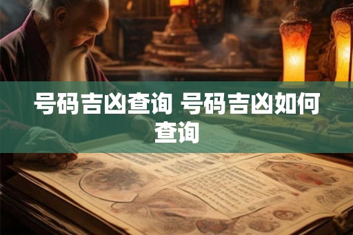 号码吉凶查询 号码吉凶如何查询