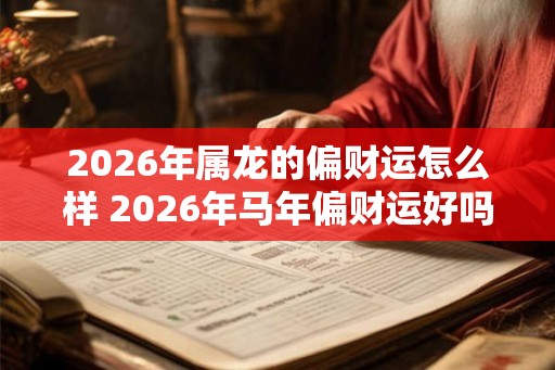 2026年属龙的偏财运怎么样 2026年马年偏财运好吗