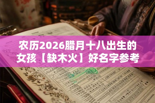 农历2026腊月十八出生的女孩【缺木火】好名字参考