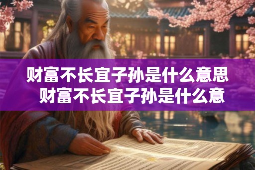 财富不长宜子孙是什么意思  财富不长宜子孙是什么意思
