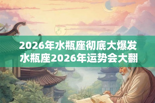 2026年水瓶座彻底大爆发 水瓶座2026年运势会大翻身吗