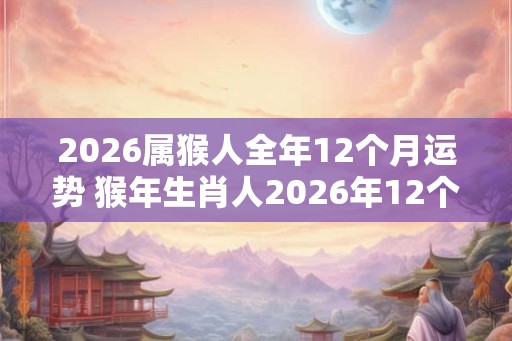 2026属猴人全年12个月运势 猴年生肖人2026年12个月运势如何