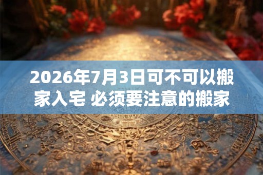 2026年7月3日可不可以搬家入宅 必须要注意的搬家事项