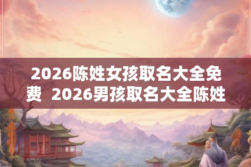 2026陈姓女孩取名大全免费  2026男孩取名大全陈姓