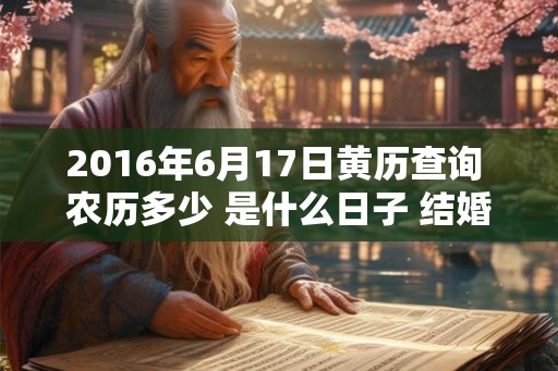 2016年6月17日黄历查询 农历多少 是什么日子 结婚吉时