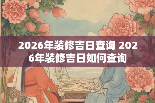 2026年装修吉日查询 2026年装修吉日如何查询