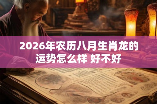2026年农历八月生肖龙的运势怎么样 好不好