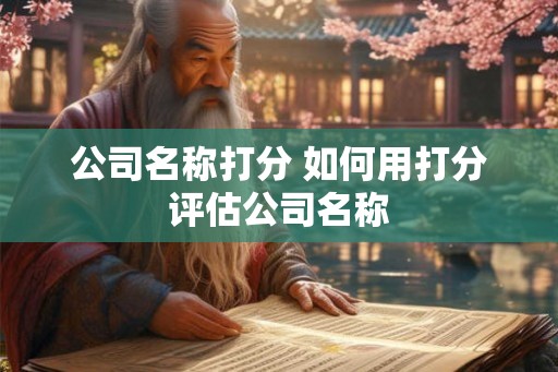 公司名称打分 如何用打分评估公司名称
