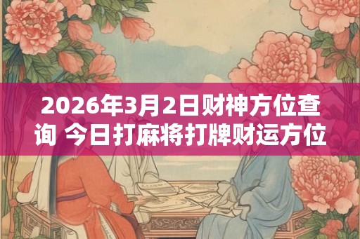 2026年3月2日财神方位查询 今日打麻将打牌财运方位