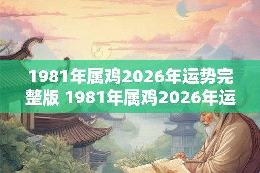 1981年属鸡2026年运势完整版 1981年属鸡2026年运势如何