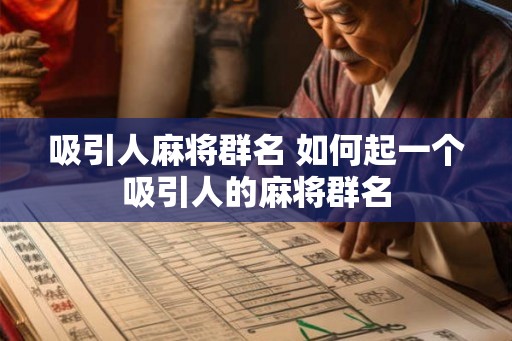 吸引人麻将群名 如何起一个吸引人的麻将群名
