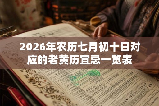 2026年农历七月初十日对应的老黄历宜忌一览表
