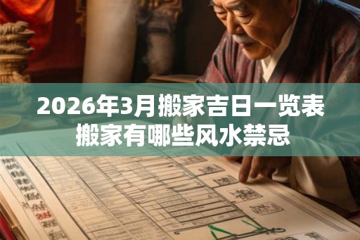 2026年3月搬家吉日一览表 搬家有哪些风水禁忌